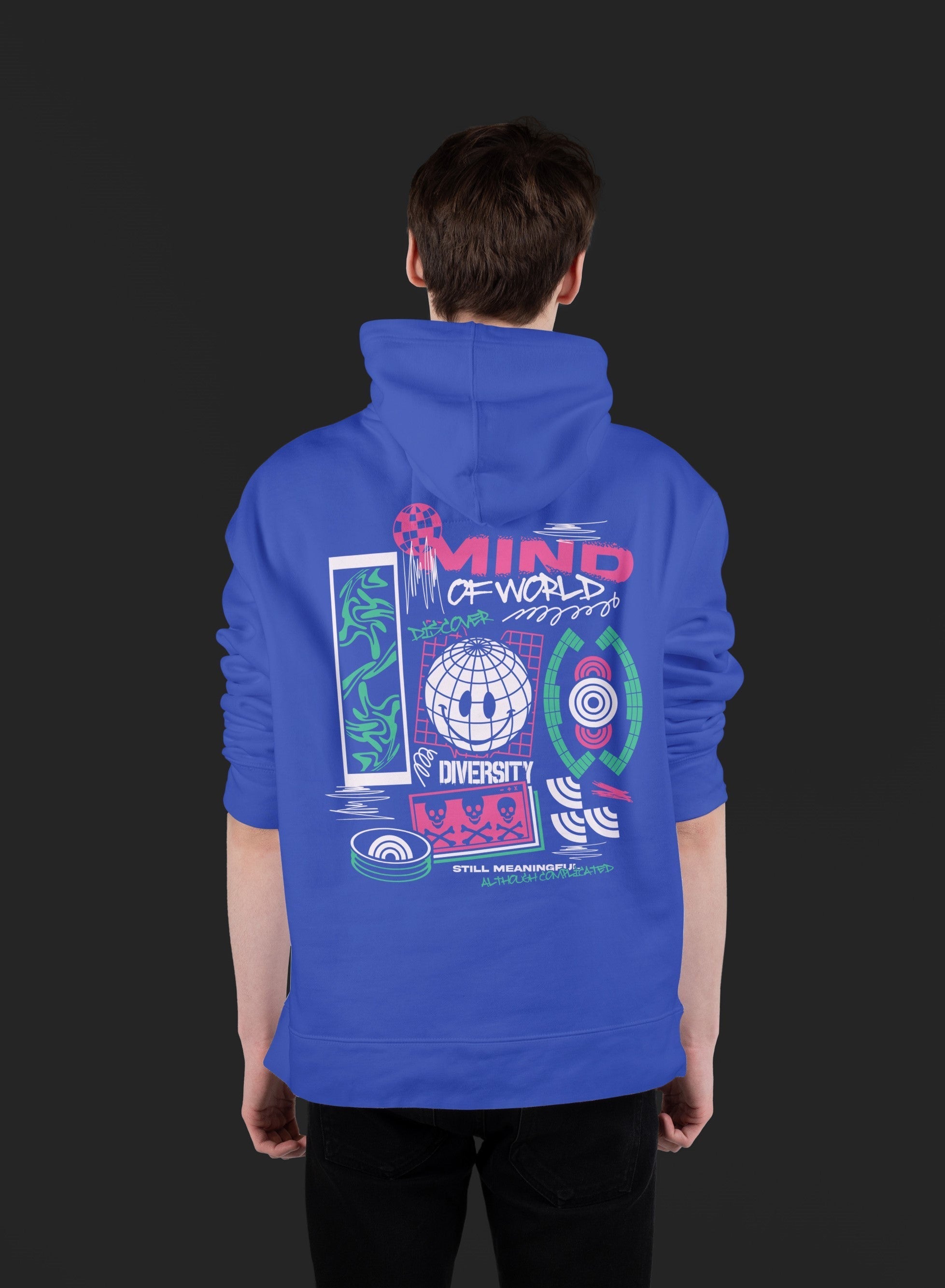 MIND OF WORLD Ultra Premium Oversize Hoodie 350 GSM (Roya Blue)