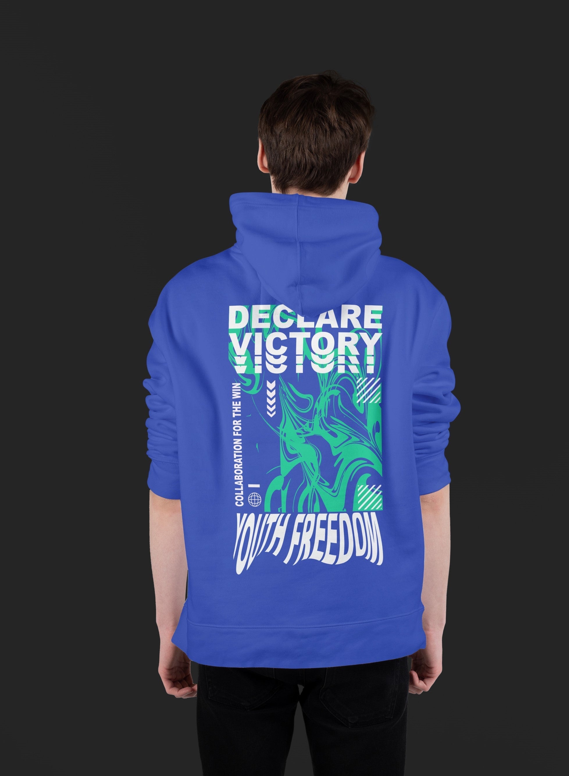 DECLARE VICTORY Ultra Premium Oversize Hoodie 350 GSM (Roya Blue)