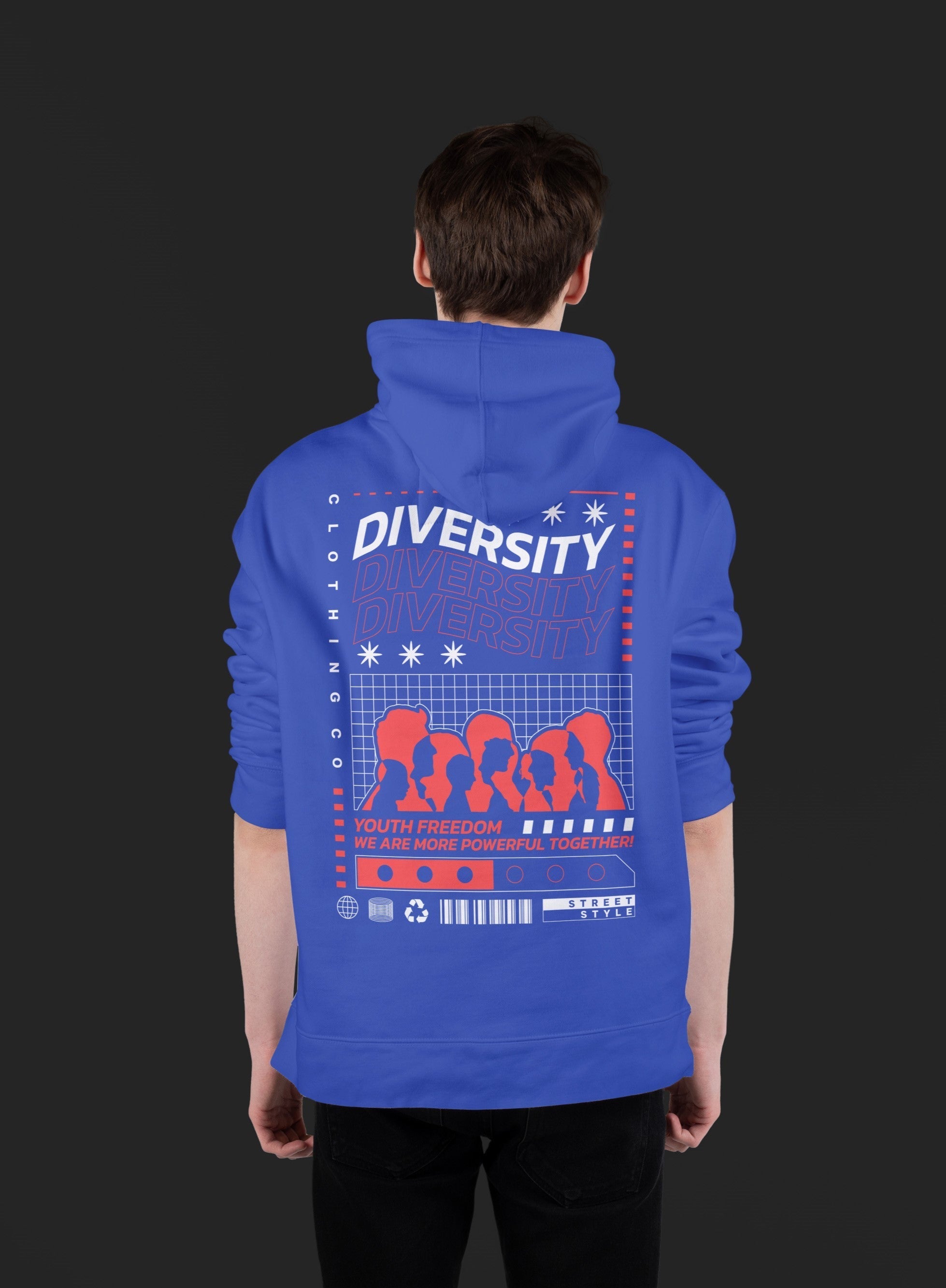 DIVERSITY Ultra Premium Oversize Hoodie 350 GSM (Royal Blue)