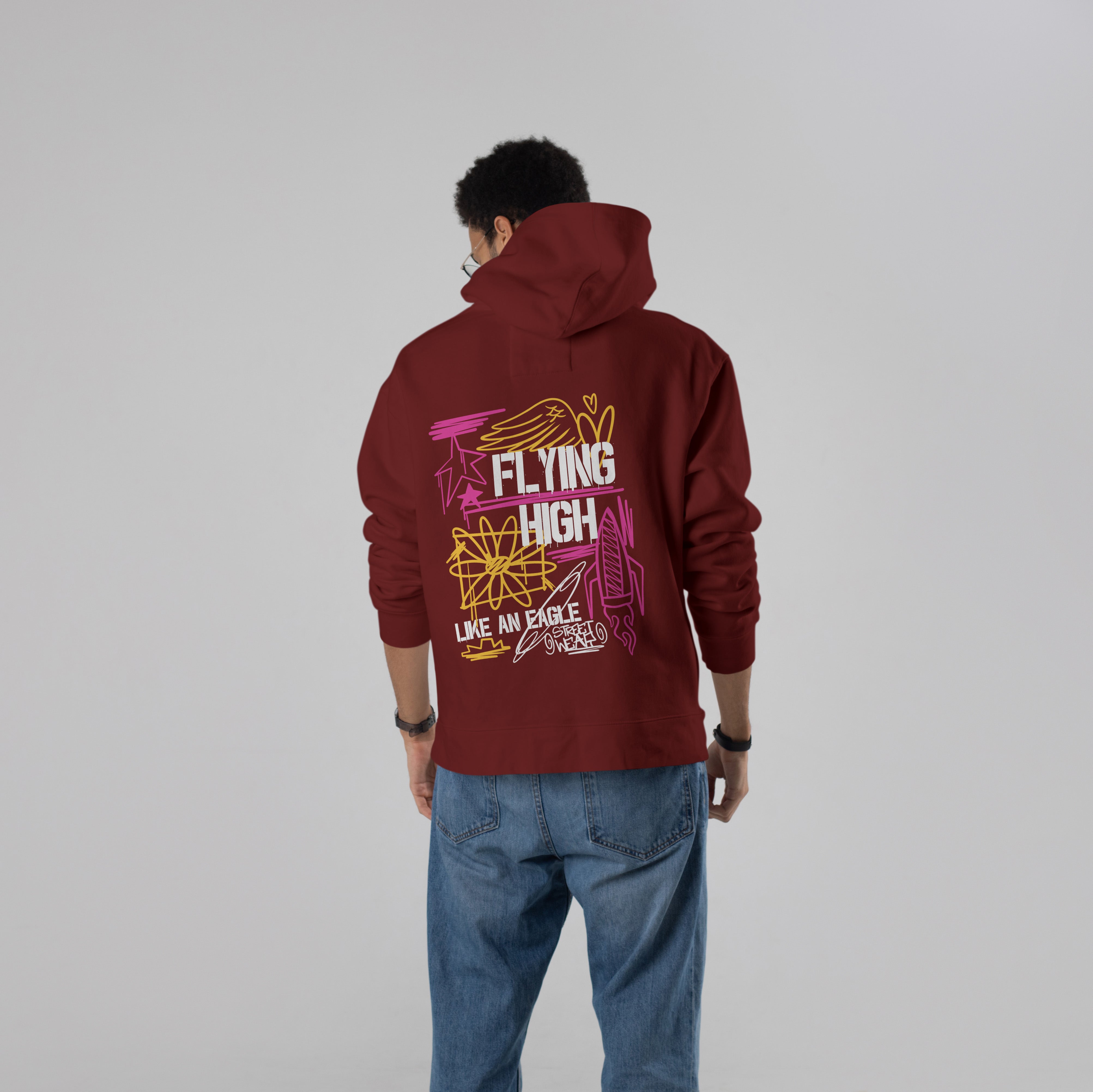 FLYING HIGH Premium Oversize Hoodie (Maroon)